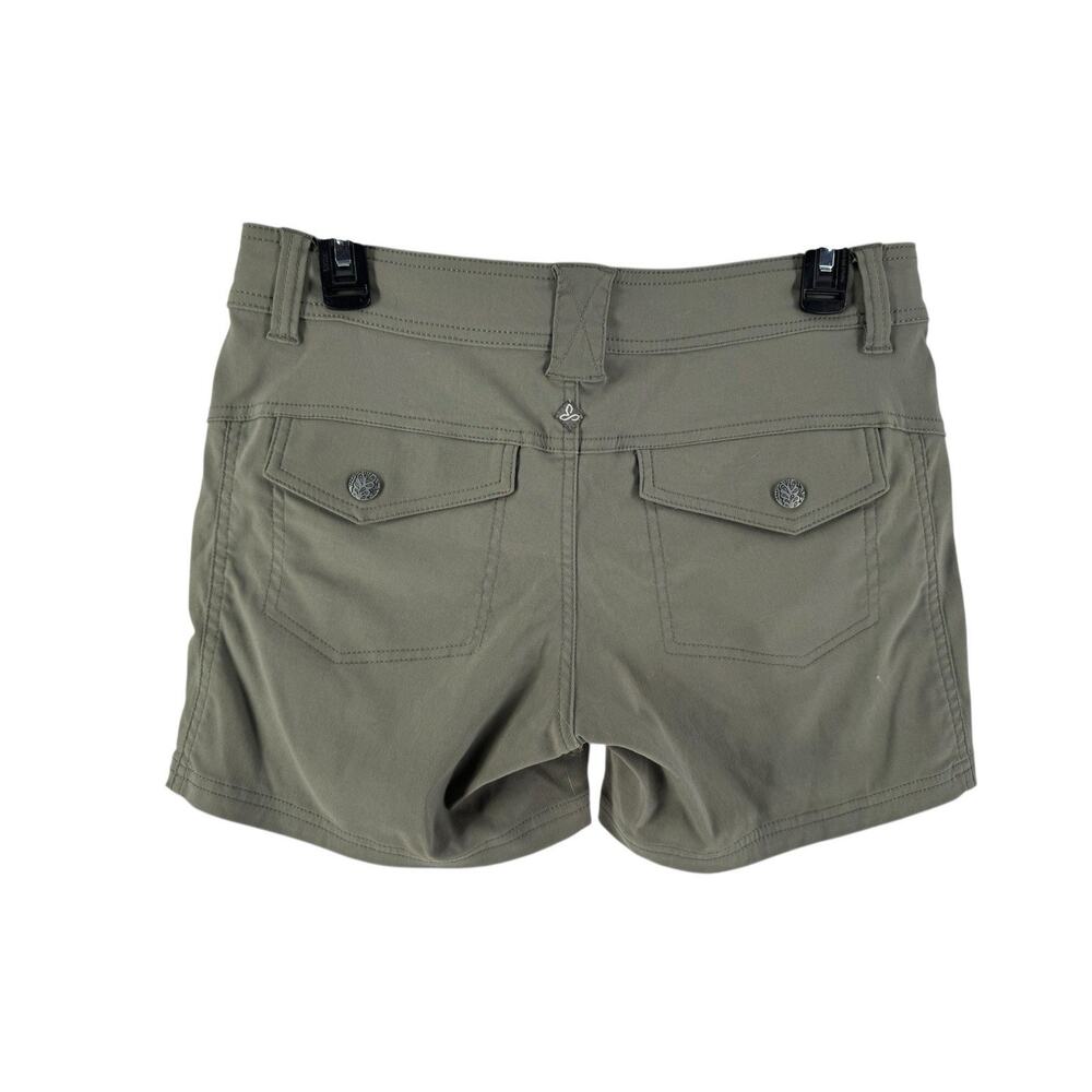 Prana Womens Olive Green Hallena Outdoor Hiking Stretch Performance Shorts 4 - Picture 2 of 5